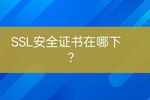 SSL安全證書在哪下？