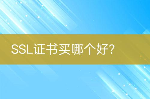 SSL證書買哪個好？