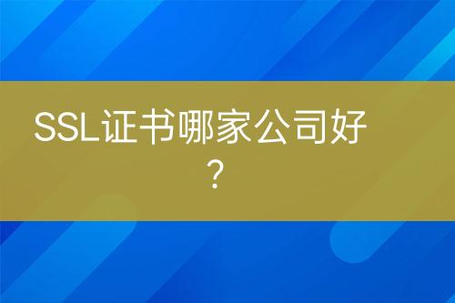 SSL證書哪家公司好？