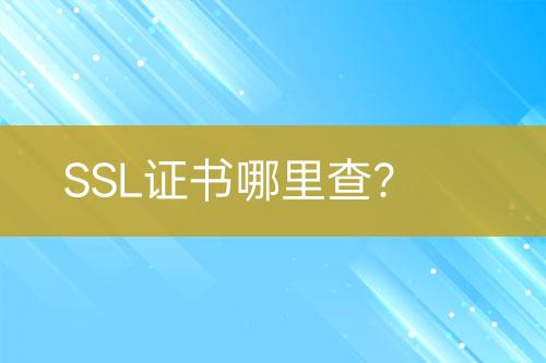 SSL證書哪里查？