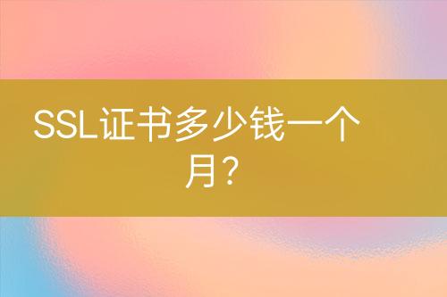 SSL證書多少錢一個(gè)月？