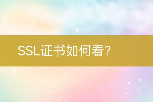 SSL證書(shū)如何看？