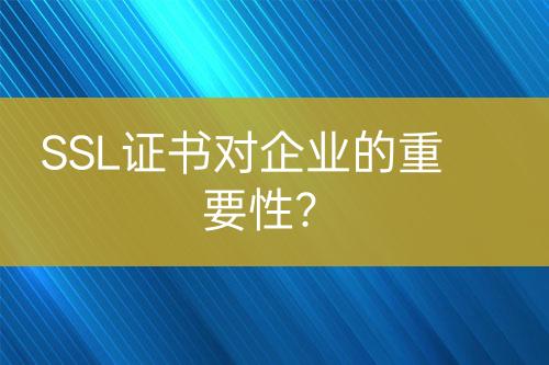 SSL證書(shū)對(duì)企業(yè)的重要性？