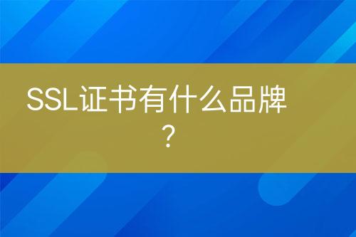 SSL證書有什么品牌？