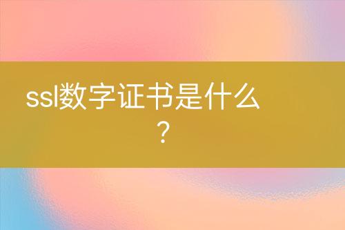 ssl數(shù)字證書是什么？