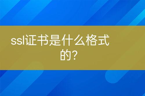 ssl證書是什么格式的？