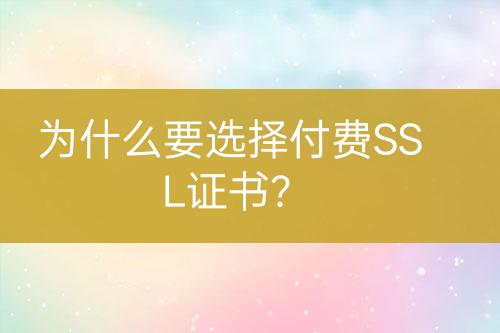 為什么要選擇付費SSL證書？
