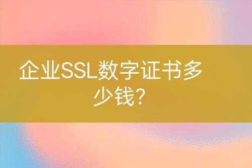 企業(yè)SSL數字證書多少錢？