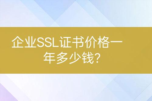 企業(yè)SSL證書(shū)價(jià)格一年多少錢？