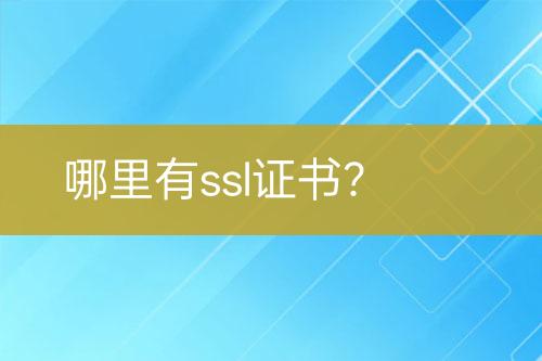 哪里有ssl證書？