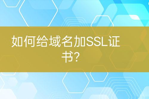 如何給域名加SSL證書？