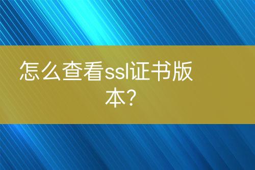 怎么查看ssl證書版本？