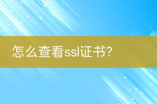 怎么查看ssl證書(shū)？