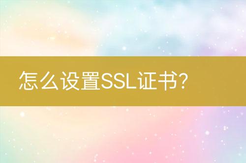 怎么設(shè)置SSL證書？