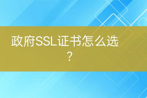 政府SSL證書怎么選？