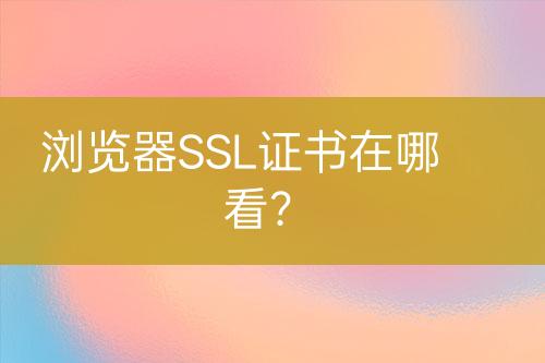 瀏覽器SSL證書在哪看？
