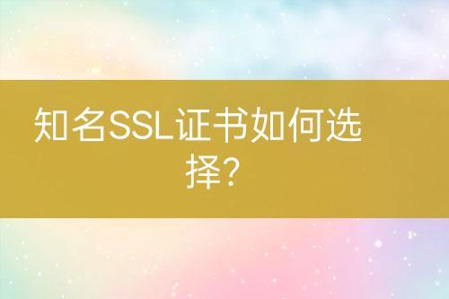 知名SSL證書如何選擇？