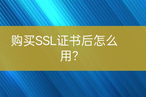購買SSL證書后怎么用？