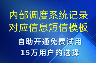 內(nèi)部調(diào)度系統(tǒng)記錄對應信息-系統(tǒng)預警短信模板
